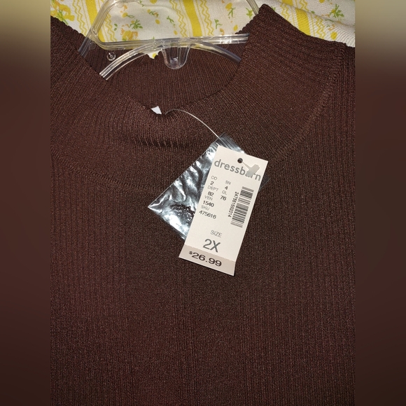 Dressbarn NWT Mock Turtleneck Sleeveless Ribbed Knit Shell, Cocoa Brown 18-20/2X - Picture 3 of 8